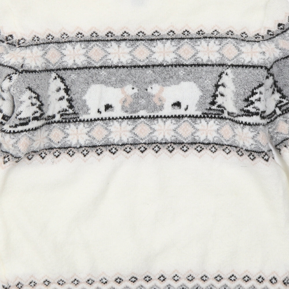 Atmosphere Womens Ivory Crew Neck  Acrylic Pullover Jumper Size S   - Christmas Jumper