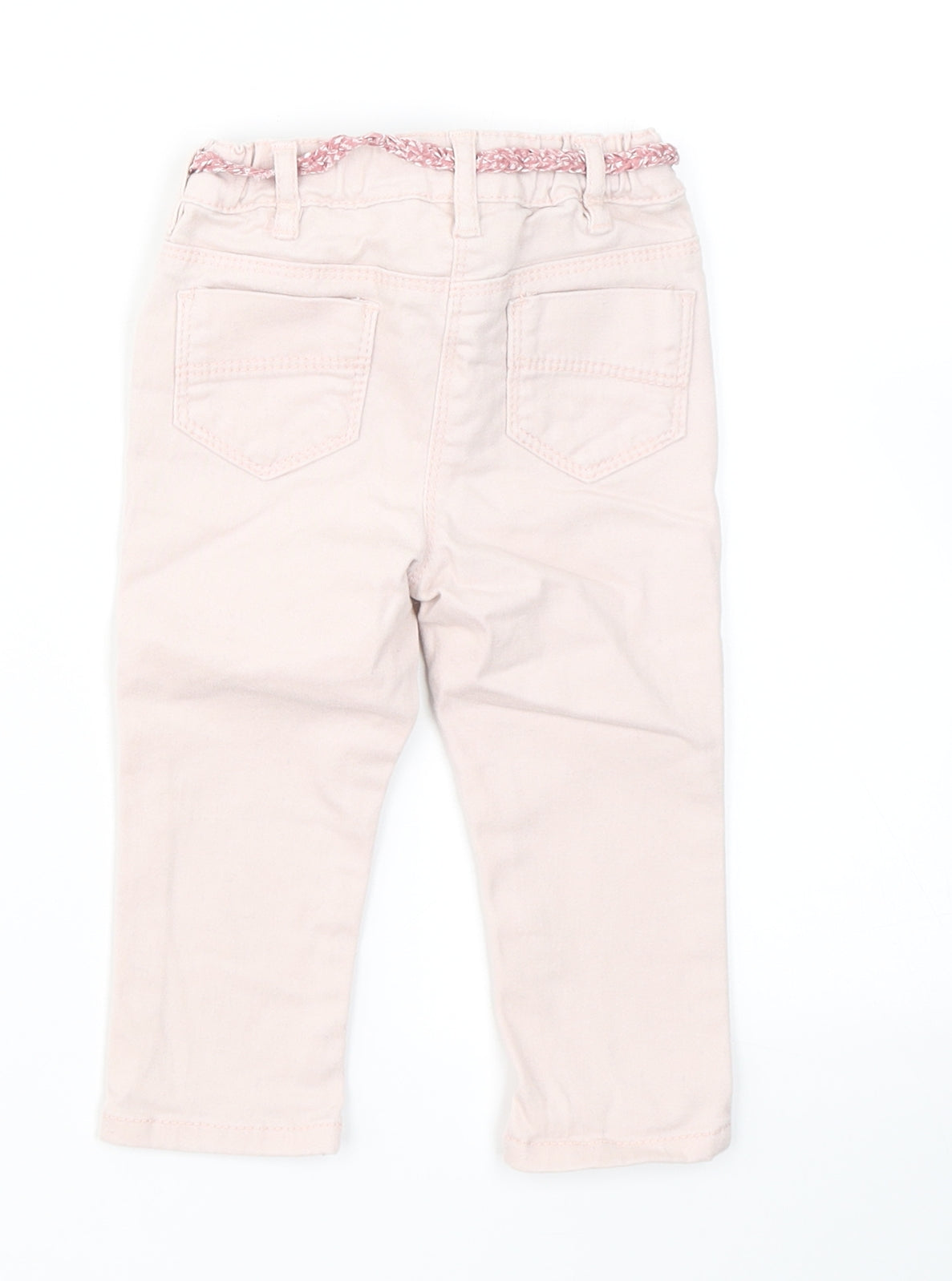 NEXT Girls Pink  Cotton Capri Jeans Size 9-12 Months  Button