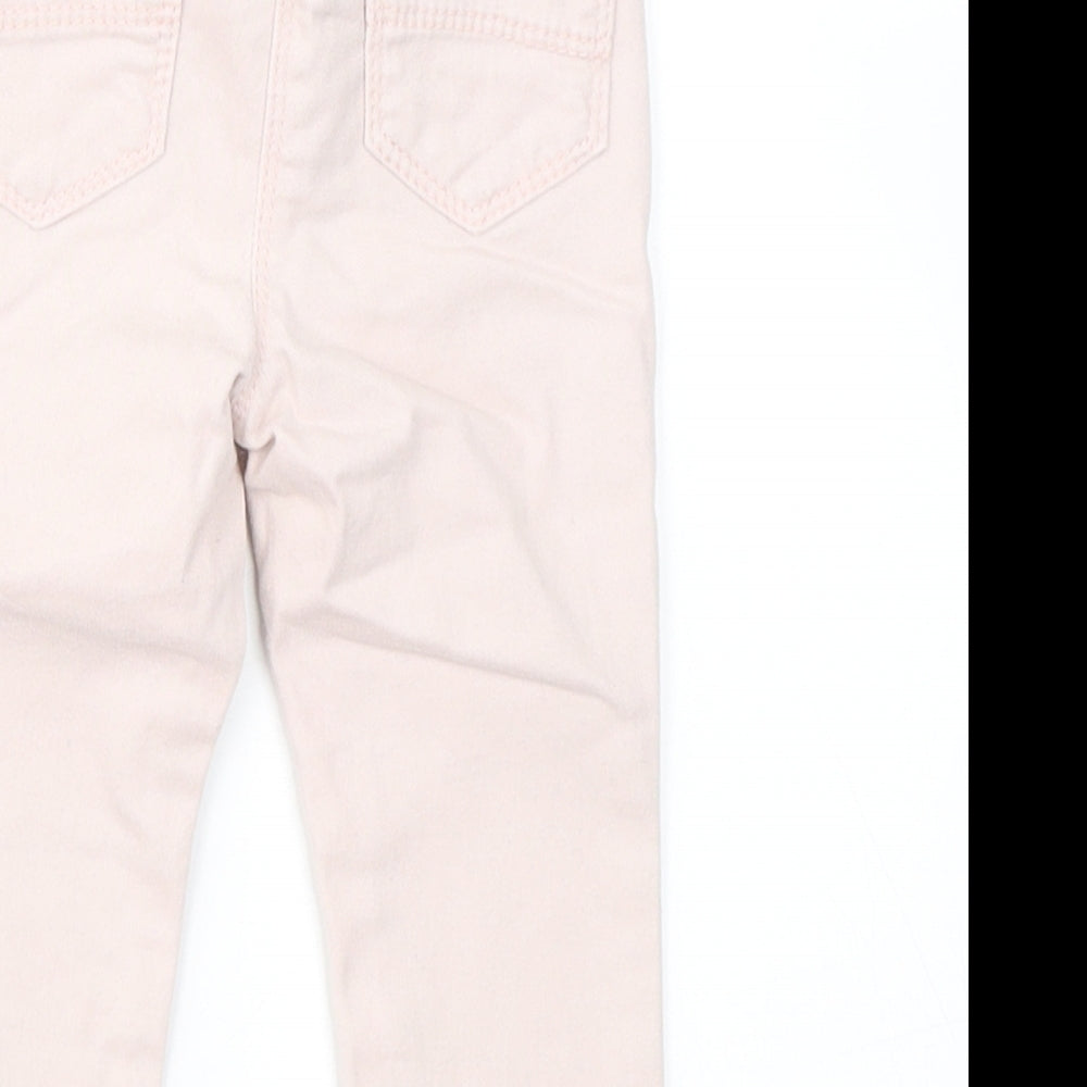 NEXT Girls Pink  Cotton Capri Jeans Size 9-12 Months  Button