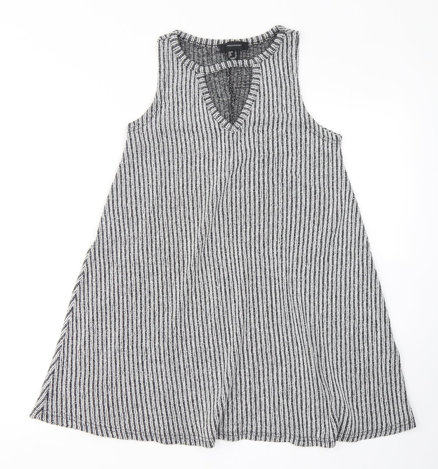 Atmosphere Womens Grey Striped Polyester Sheath  Size 8  Round Neck