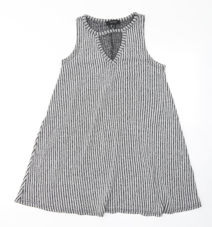 Atmosphere Womens Grey Striped Polyester Sheath  Size 8  Round Neck