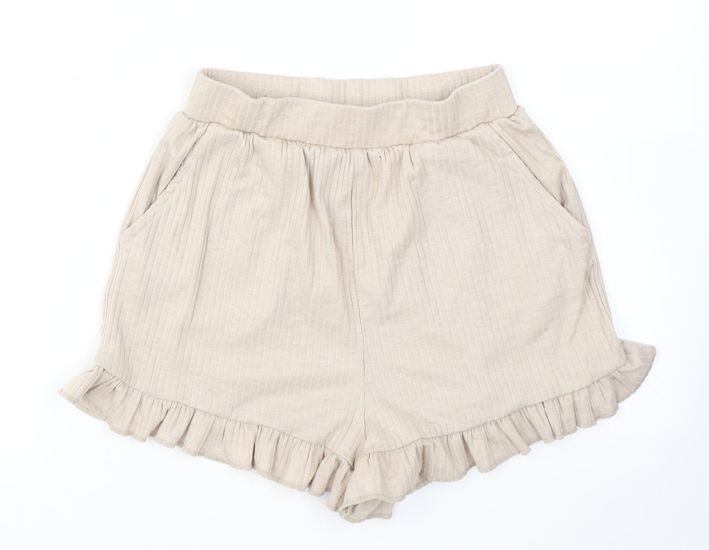 Missguided Womens Beige  Polyester Sweat Shorts Size 10  Regular