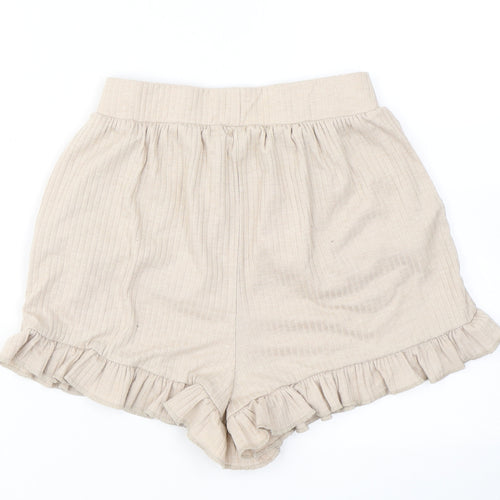Missguided Womens Beige  Polyester Sweat Shorts Size 10  Regular