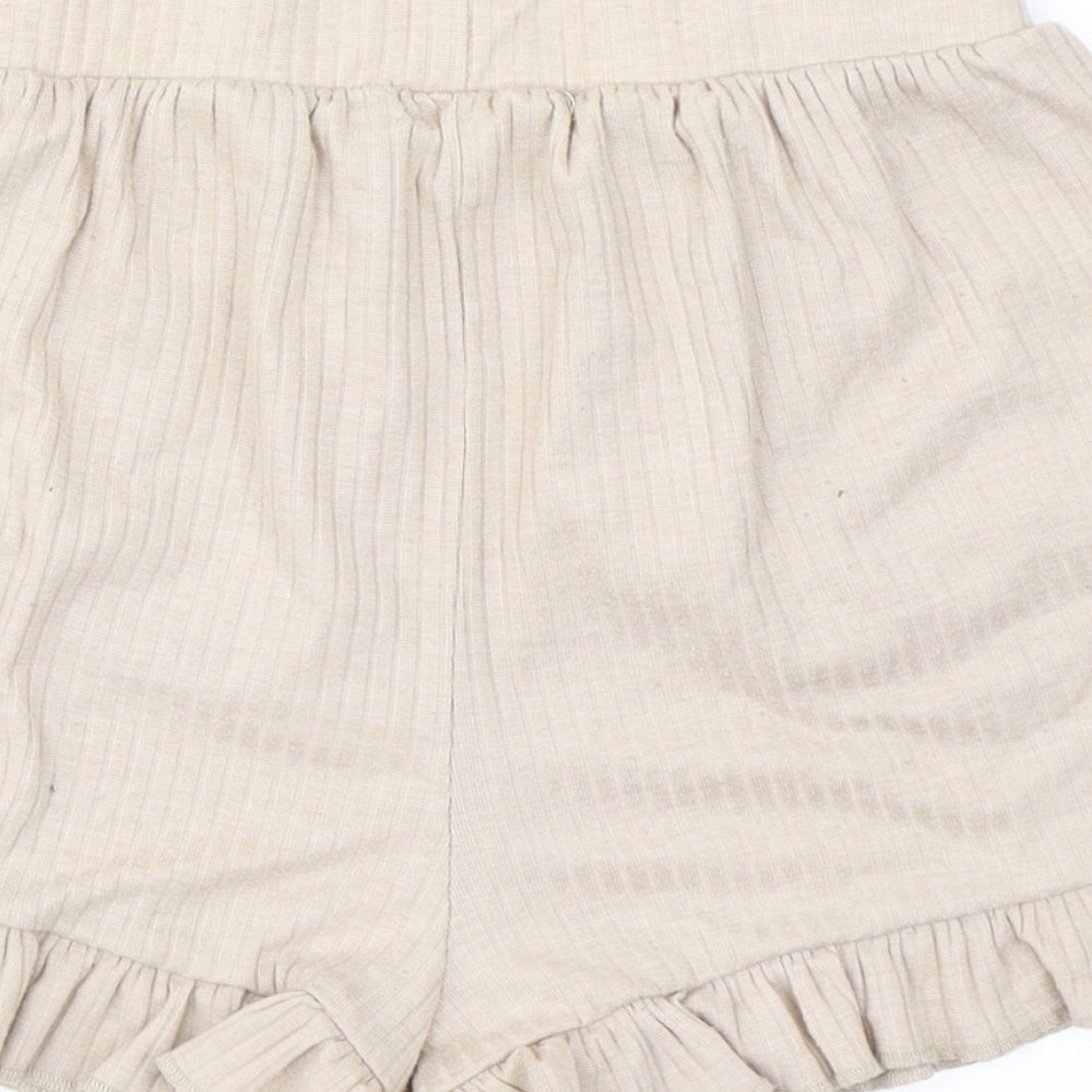 Missguided Womens Beige  Polyester Sweat Shorts Size 10  Regular