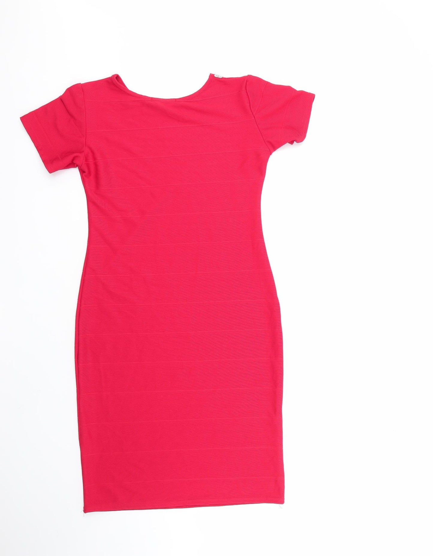 MissLook Womens Red  Polyester Bodycon  Size 12  Round Neck