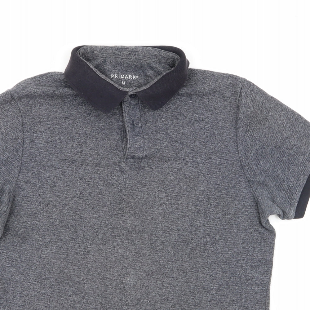 Primark Mens Grey  Cotton  Polo Size M Collared