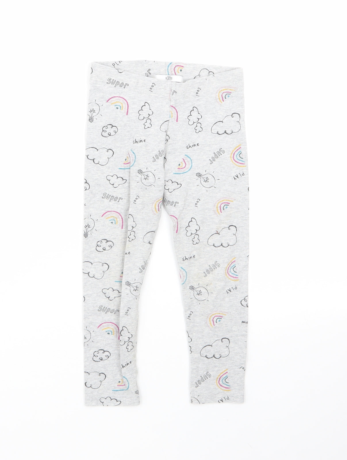 Marks and Spencer Girls Multicoloured Geometric Cotton Cropped Trousers Size 4-5 Years  Regular