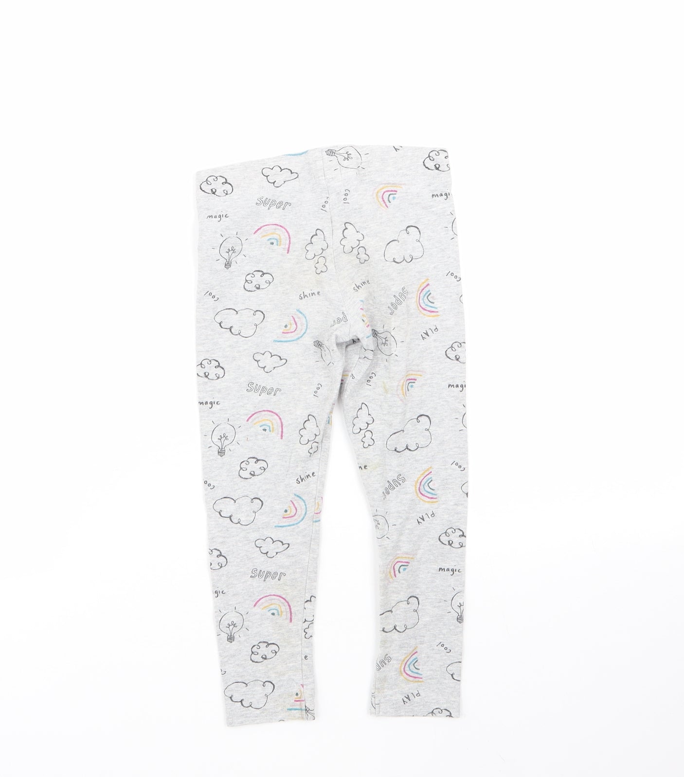 Marks and Spencer Girls Multicoloured Geometric Cotton Cropped Trousers Size 4-5 Years  Regular