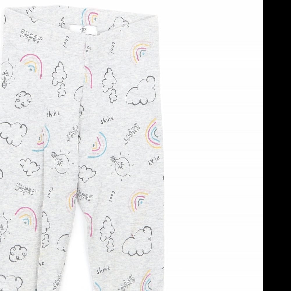 Marks and Spencer Girls Multicoloured Geometric Cotton Cropped Trousers Size 4-5 Years  Regular