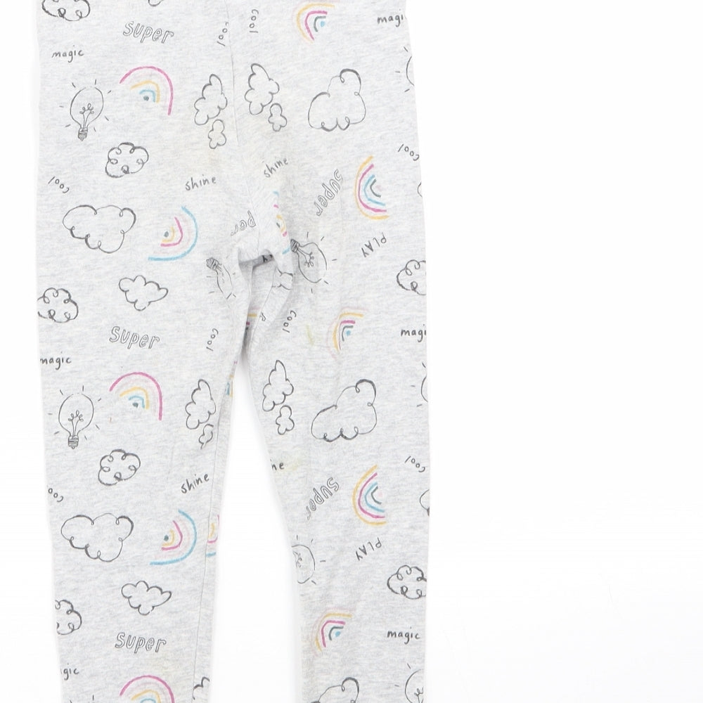 Marks and Spencer Girls Multicoloured Geometric Cotton Cropped Trousers Size 4-5 Years  Regular