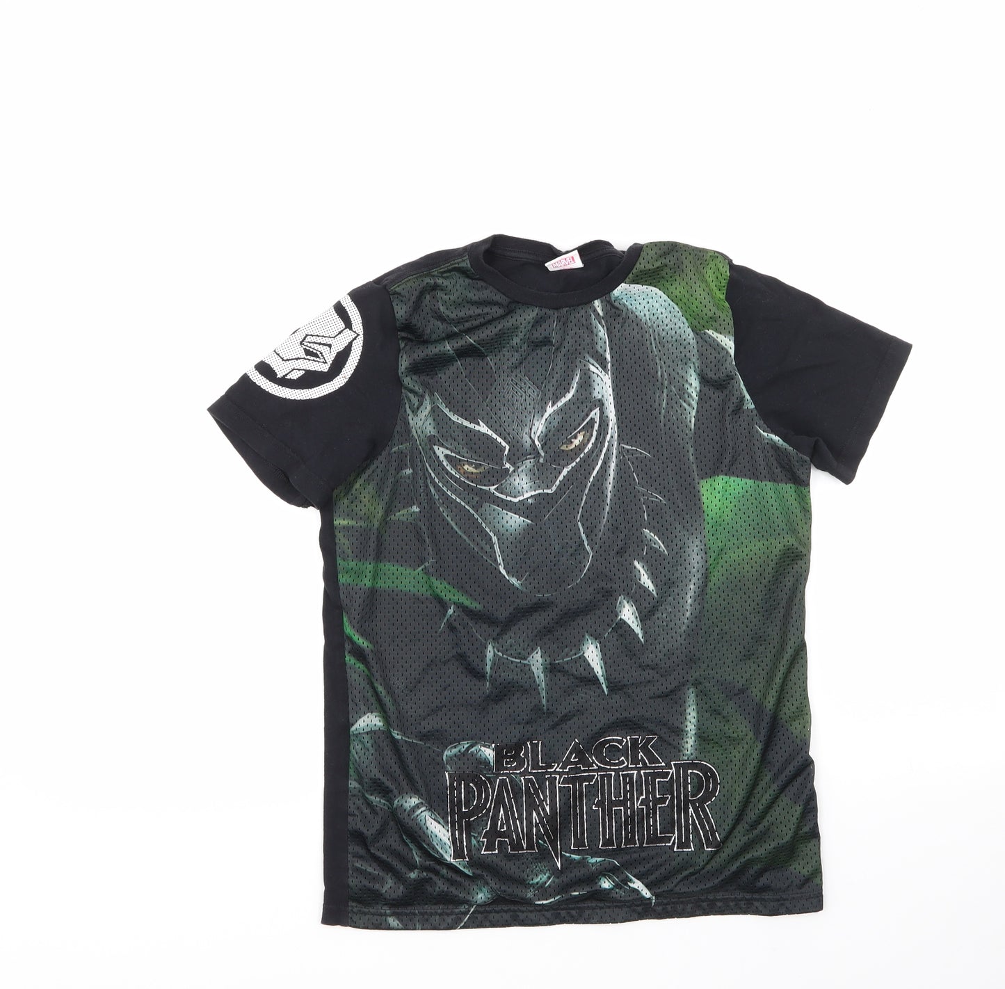 Black Panther Boys Multicoloured Geometric Cotton Basic T-Shirt Size 12-13 Years Round Neck