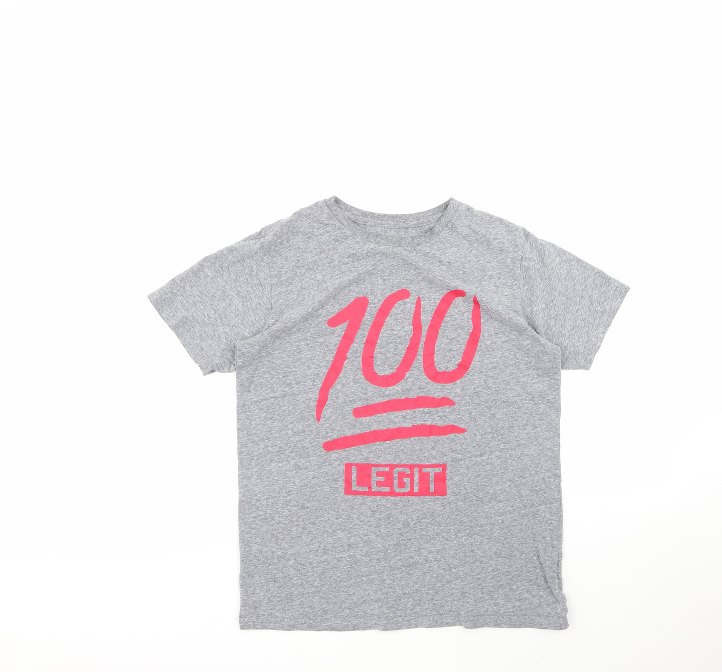 the children's place Girls Grey Geometric Cotton Basic T-Shirt Size 14 Years Round Neck