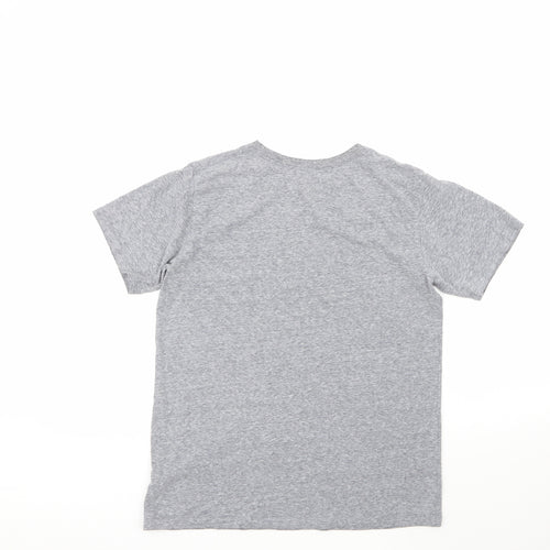 the children's place Girls Grey Geometric Cotton Basic T-Shirt Size 14 Years Round Neck