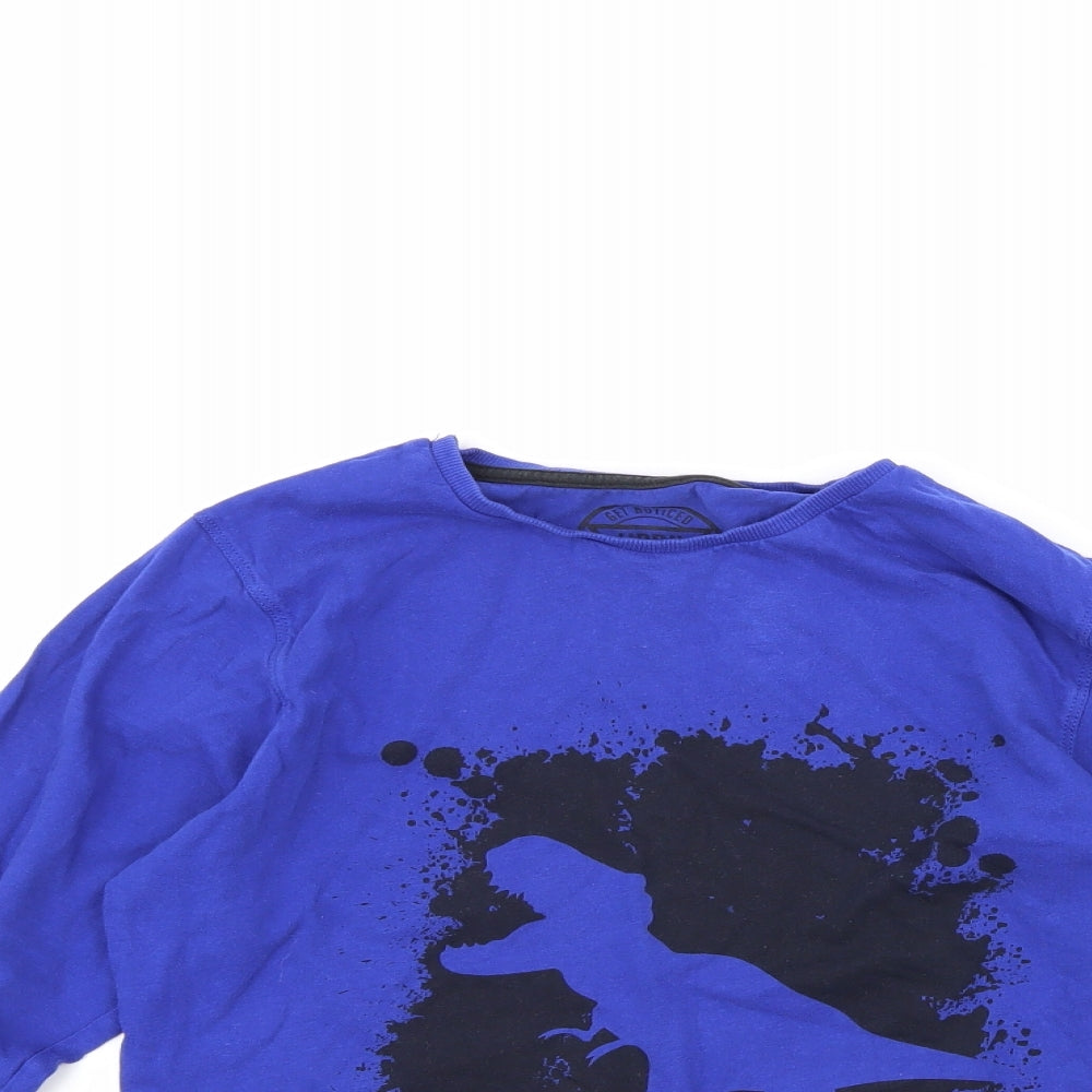 Matalan Boys Blue  100% Cotton Basic T-Shirt Size 13 Years Round Neck