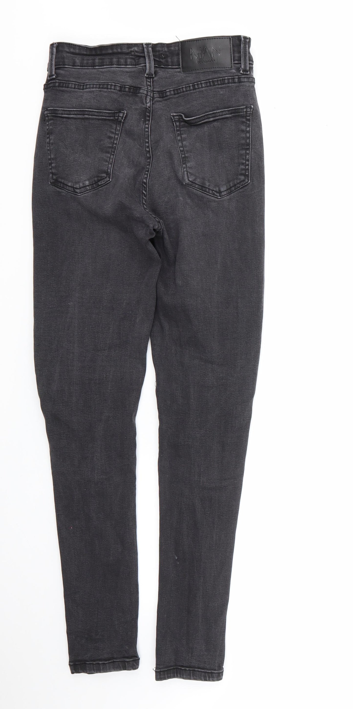 boohoo man Mens Black  Cotton Skinny Jeans Size 30 L28 in Regular