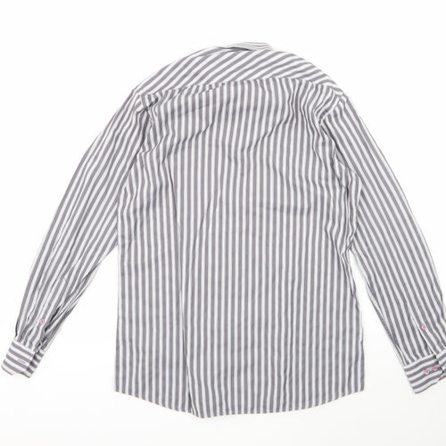 smart look Mens Multicoloured Striped Polyester  Button-Up Size 39 Crew Neck