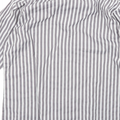 smart look Mens Multicoloured Striped Polyester  Button-Up Size 39 Crew Neck
