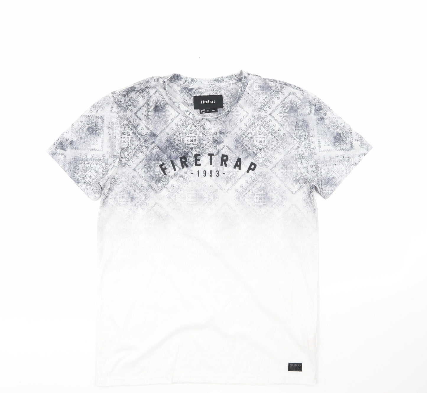 Firetrap Mens Multicoloured Geometric Polyester  T-Shirt Size L Round Neck