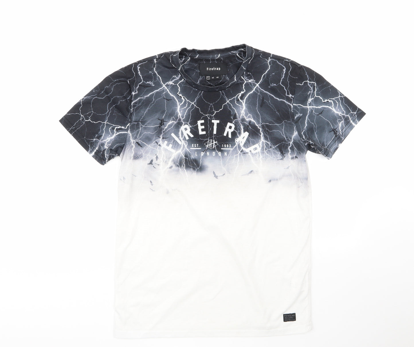 Firetrap Mens Multicoloured Geometric Polyester  T-Shirt Size L Round Neck