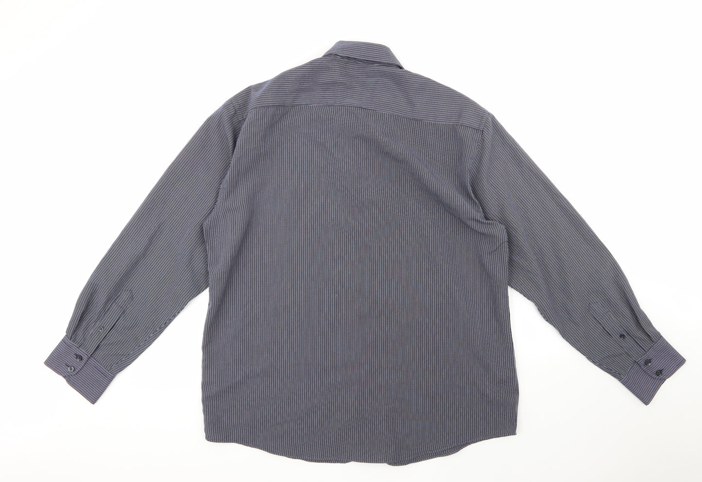 Avenue Mens  Striped 100% Polyester  Dress Shirt Size L Collared