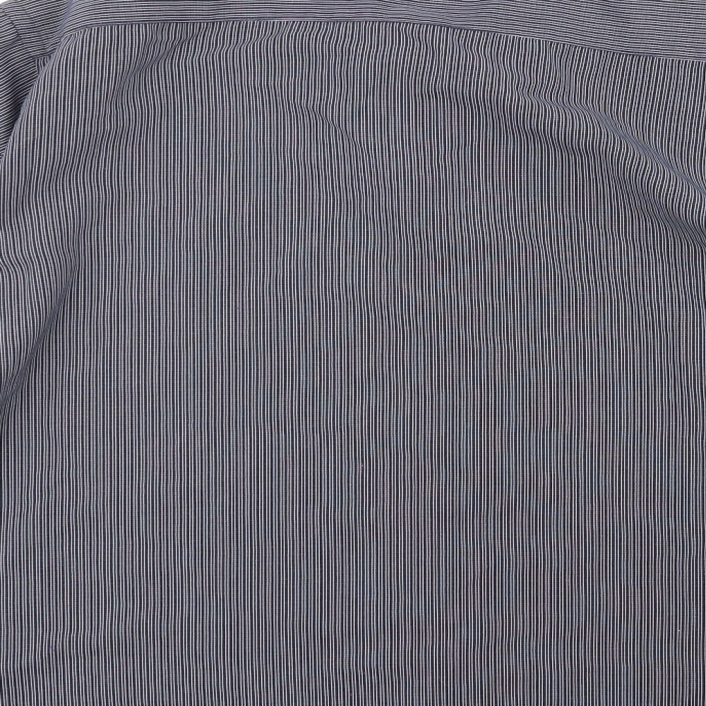 Avenue Mens  Striped 100% Polyester  Dress Shirt Size L Collared