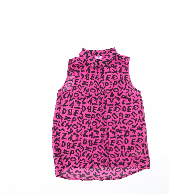 F&F Girls Multicoloured Animal Print 100% Polyester Basic Button-Up Size 12-13 Years Collared
