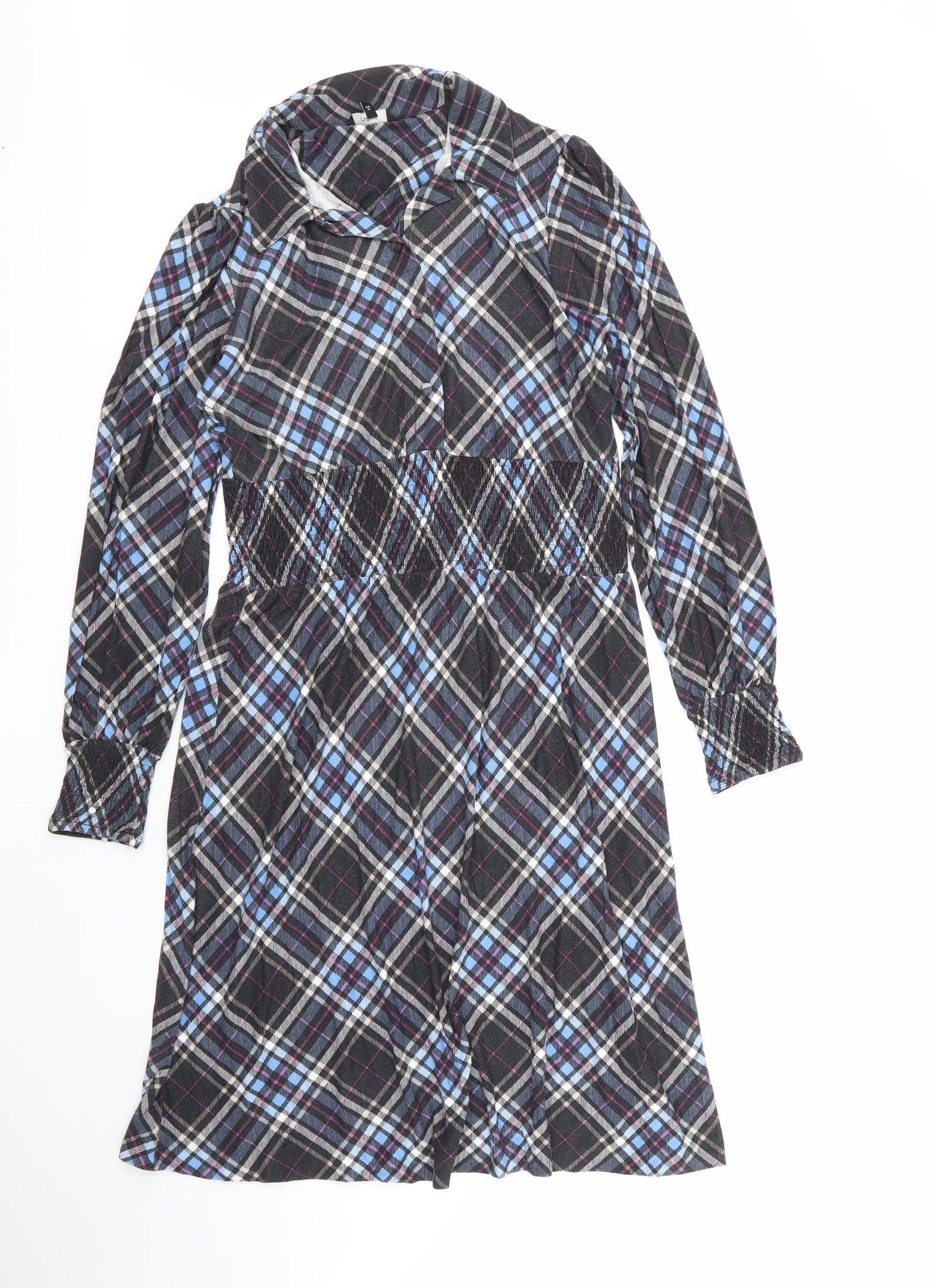 NEXT Womens Multicoloured Check Polyester Fit & Flare  Size 12  Collared