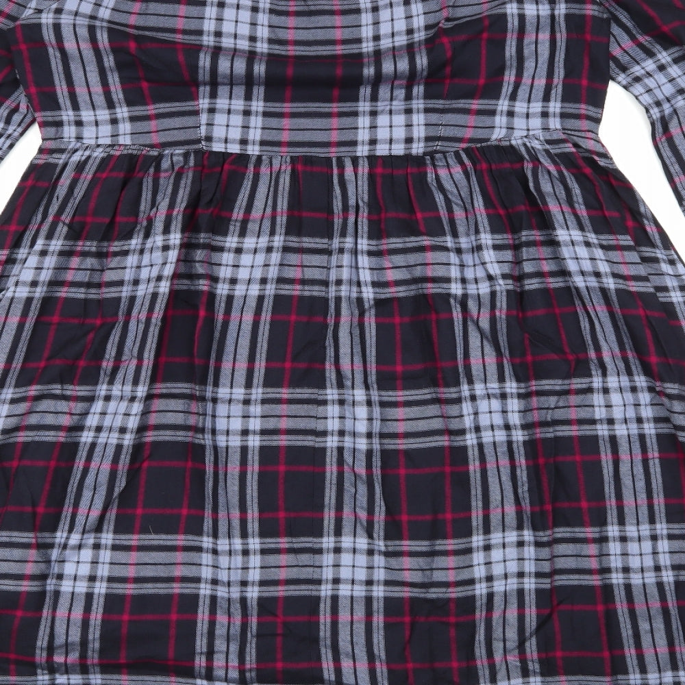 lts Womens Multicoloured Check Viscose Fit & Flare  Size 12  Round Neck