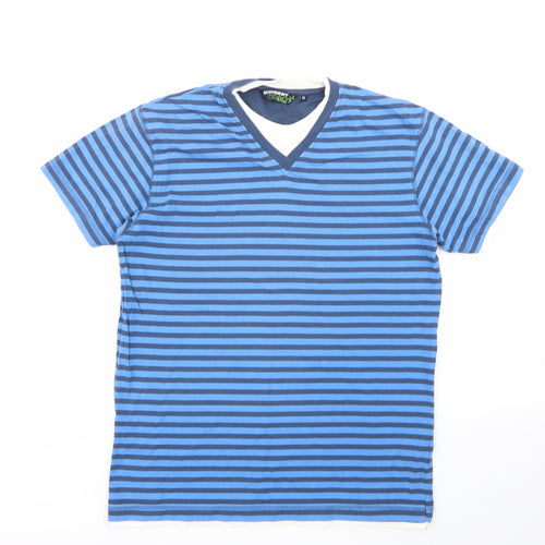 Dissident Mens Multicoloured Striped 100% Cotton  Polo Size S Collared