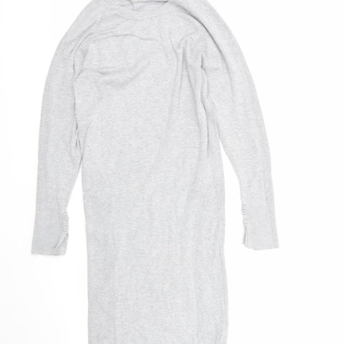 Mamalicious Womens Grey  Viscose Jumper Dress  Size L  Round Neck