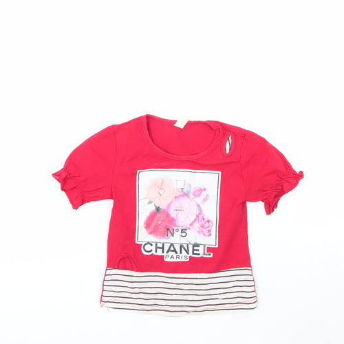 g&i Girls Multicoloured Striped 100% Polyester Basic T-Shirt Size 2 Years Round Neck