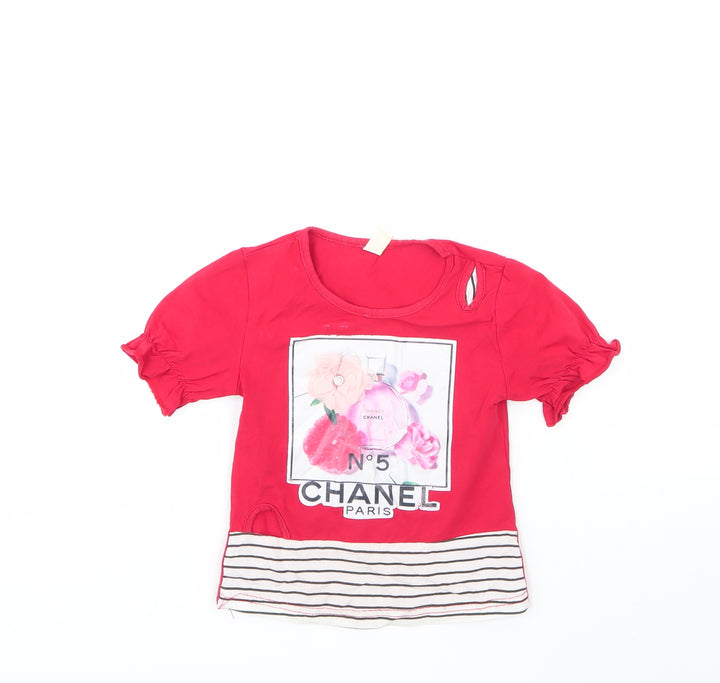 g&i Girls Multicoloured Striped 100% Polyester Basic T-Shirt Size 2 Years Round Neck