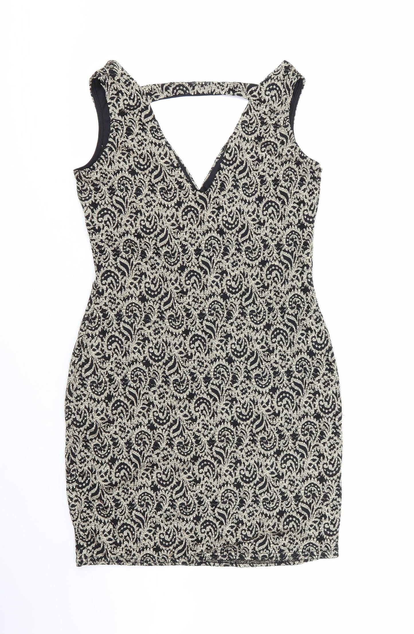 Diva Womens Multicoloured Geometric Polyester Bodycon  Size 14  Round Neck