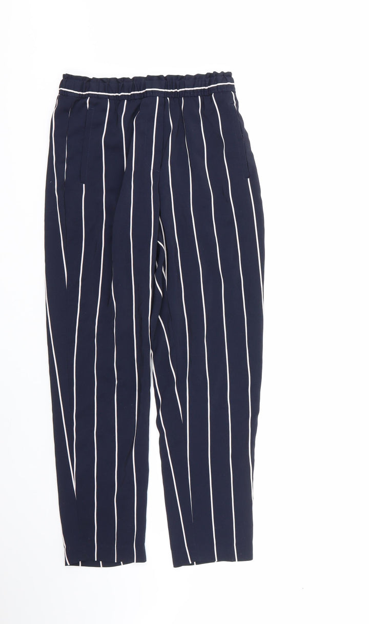 H&M Womens Multicoloured Striped Polyester Trousers  Size 6 L23 in Regular