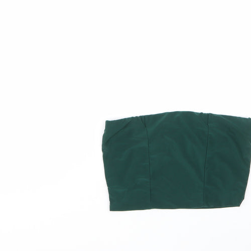 PRETTYLITTLETHING Womens Green  Polyester Basic Blouse Size 6 Round Neck
