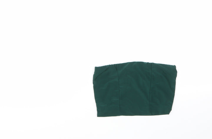PRETTYLITTLETHING Womens Green Polyester Basic Blouse Size 6 Round Neck