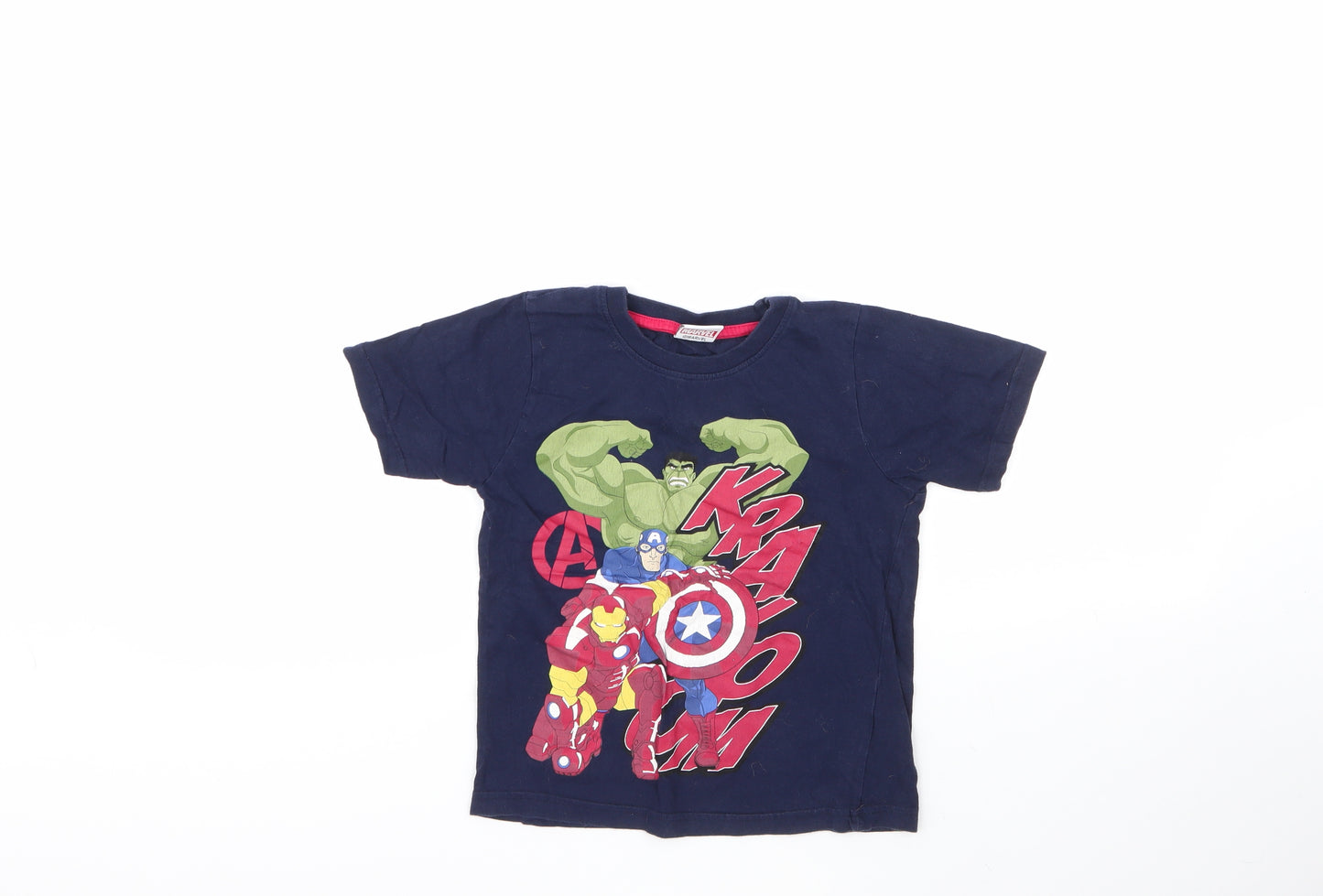 Marvel Boys Blue Geometric 100% Cotton  Pyjama Top Size 7-8 Years