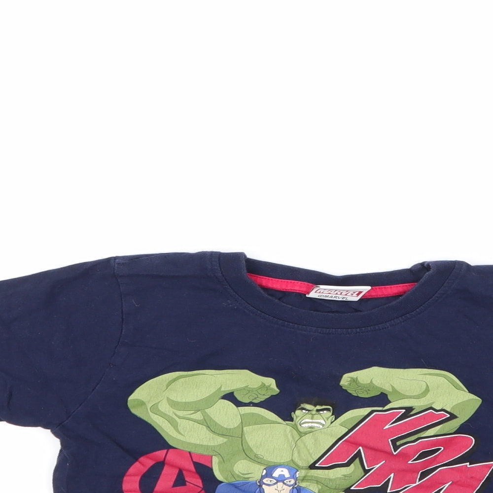 Marvel Boys Blue Geometric 100% Cotton  Pyjama Top Size 7-8 Years