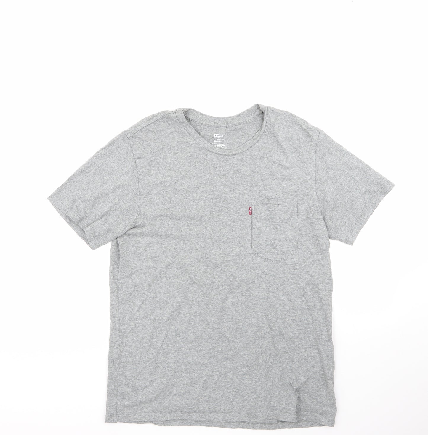 levis Mens Grey  Cotton  T-Shirt Size M Round Neck