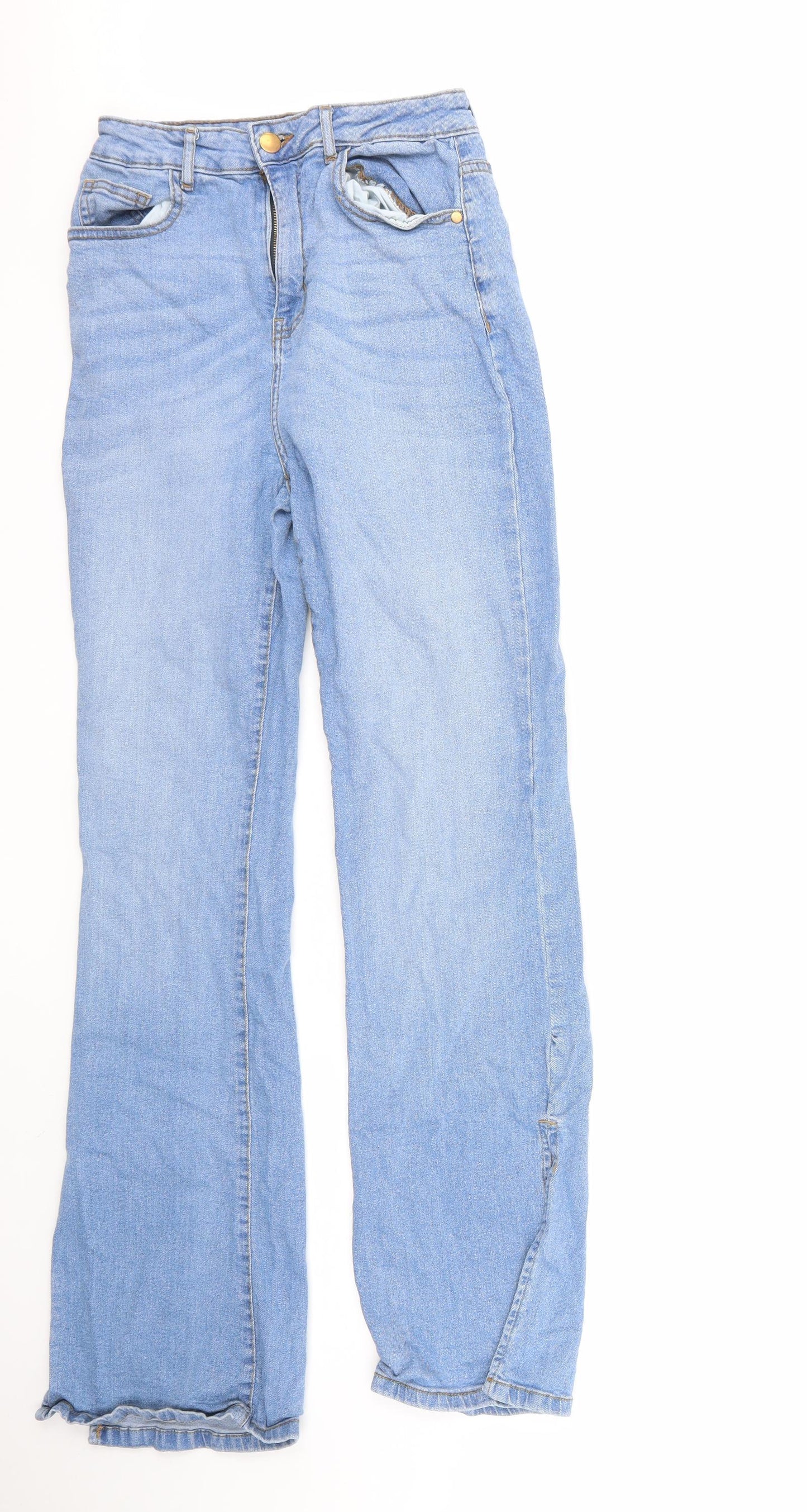 Boohoo Womens Blue  Cotton Straight Jeans Size 8 L31 in Regular