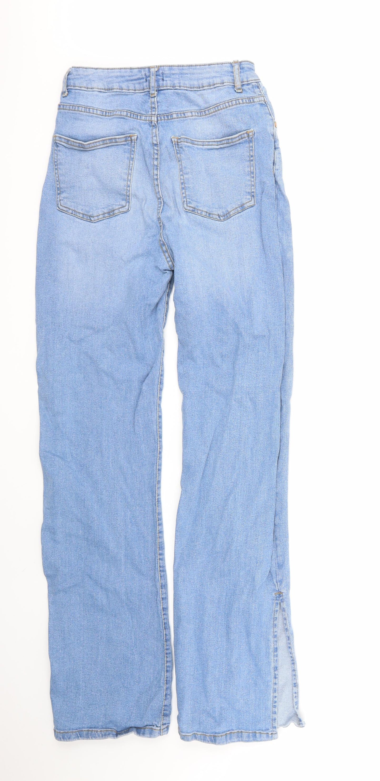 Boohoo Womens Blue  Cotton Straight Jeans Size 8 L31 in Regular