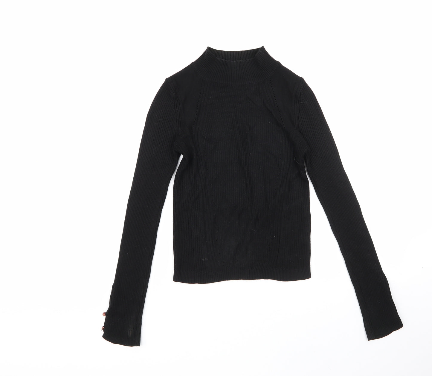 Topshop Womens Black Round Neck  Viscose Pullover Jumper Size 10