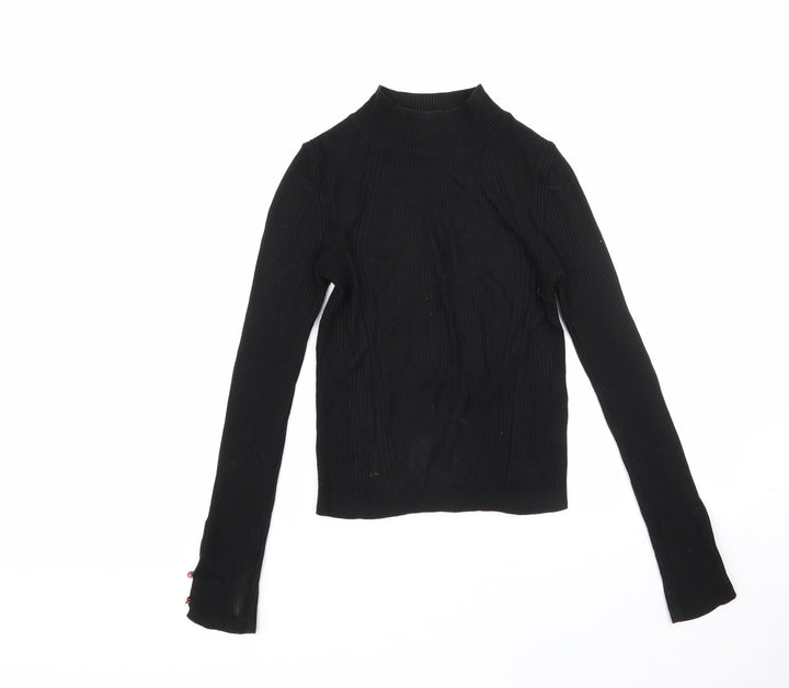 Topshop Womens Black Round Neck  Viscose Pullover Jumper Size 10
