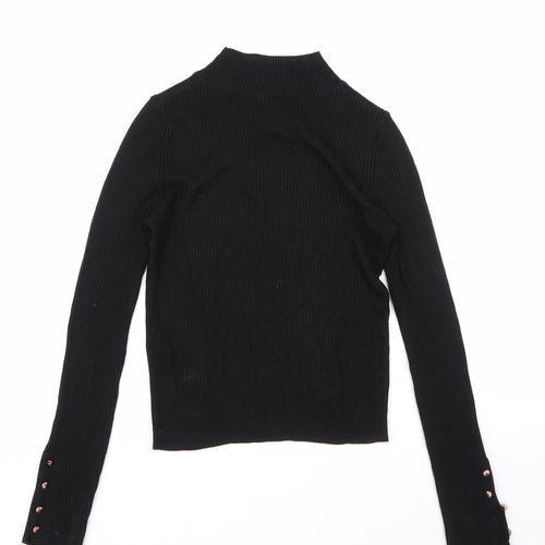 Topshop Womens Black Round Neck  Viscose Pullover Jumper Size 10