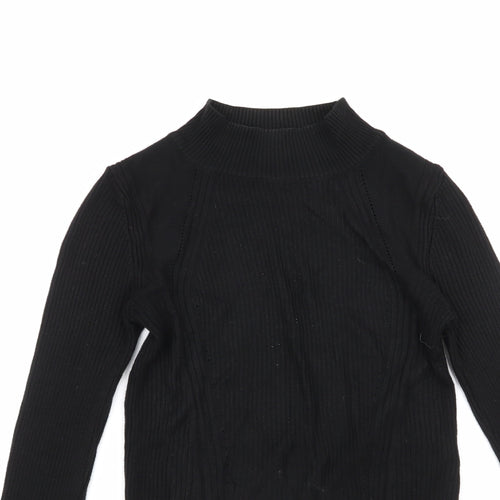 Topshop Womens Black Round Neck  Viscose Pullover Jumper Size 10