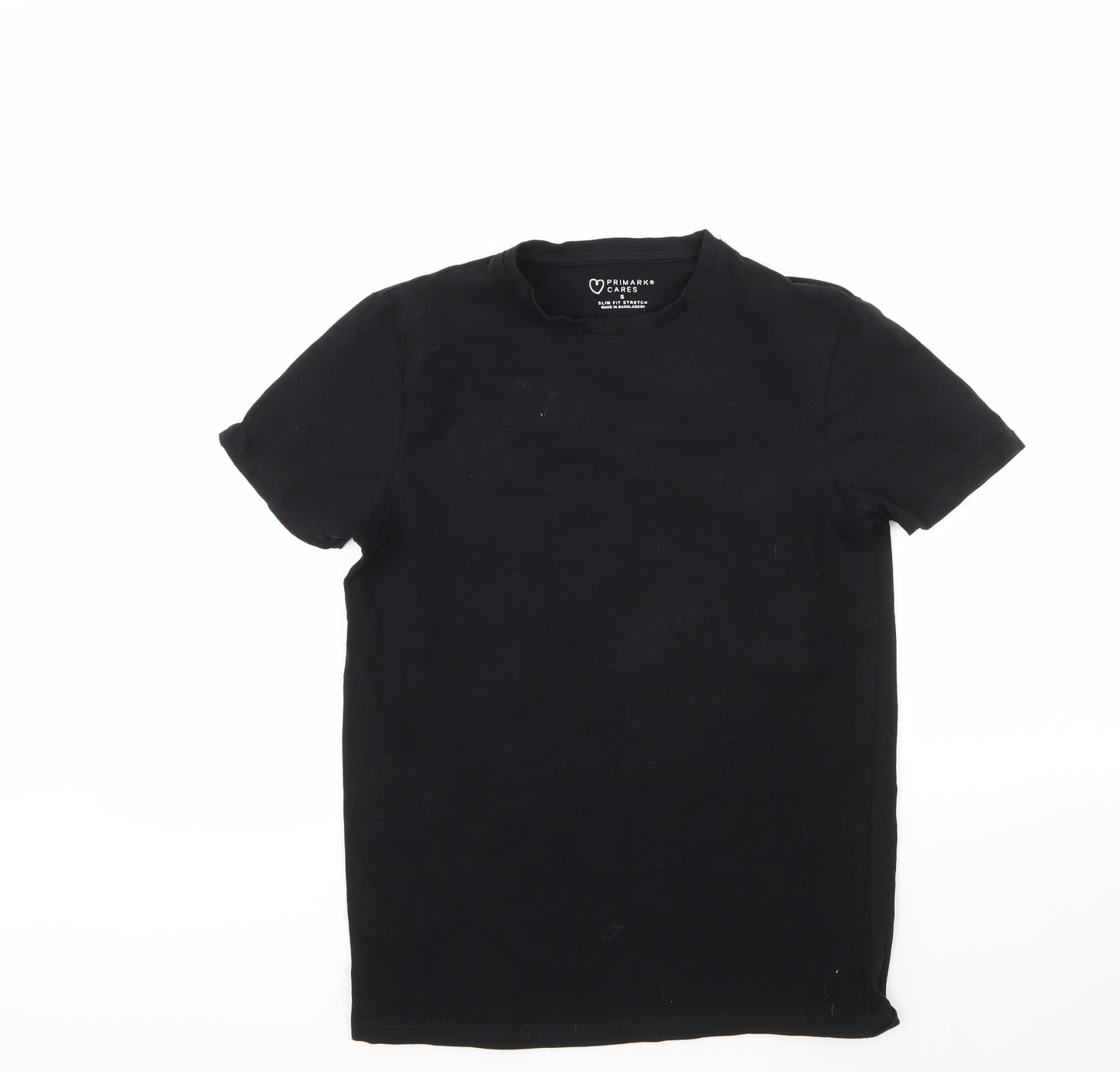 Primark Mens Black  Cotton  T-Shirt Size S Round Neck