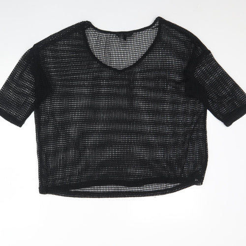 NEXT Womens Black  Polyester Basic Blouse Size 12 Round Neck