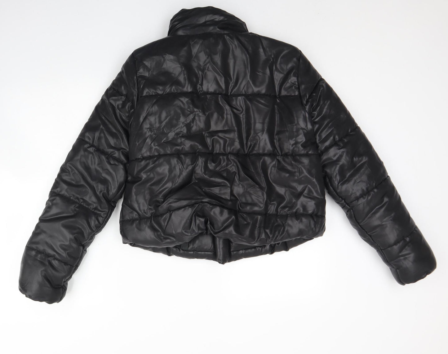 PRETTYLITTLETHING Womens Black   Rain Coat Coat Size M  Zip