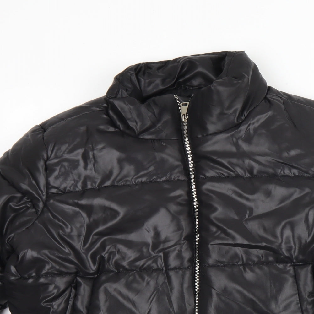 PRETTYLITTLETHING Womens Black   Rain Coat Coat Size M  Zip