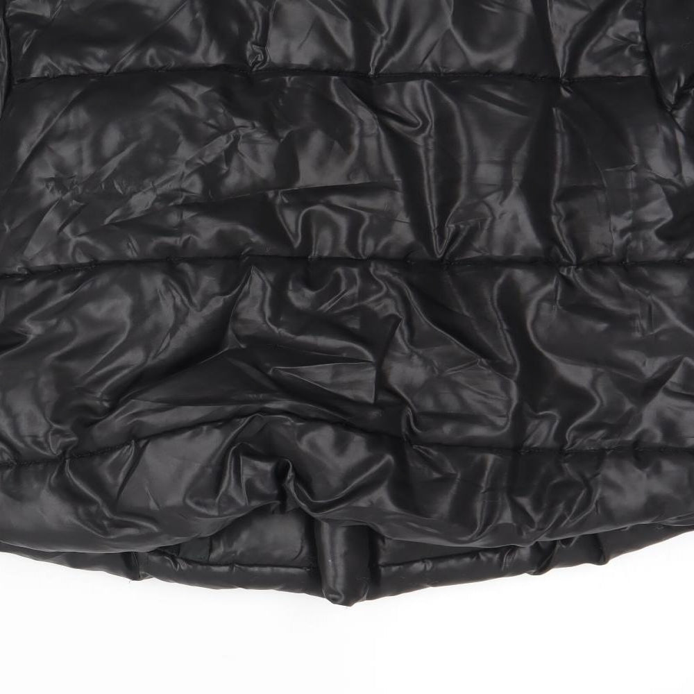 PRETTYLITTLETHING Womens Black   Rain Coat Coat Size M  Zip